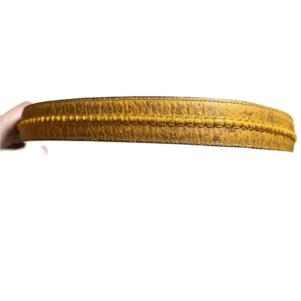 Messicano Leather Belt with Textured Buckle, Size 34, Tan, Like New Condition - Picture 4 of 10